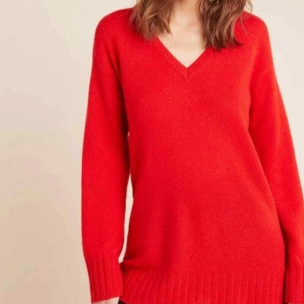 Anthropologie 100% Cashmere Red Sweater